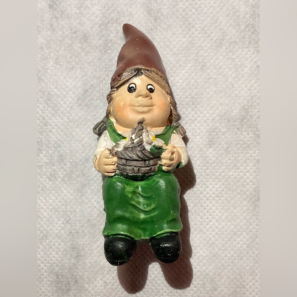 Garden Gnome Girl Planter Accessory 3.25” Planter Hugger